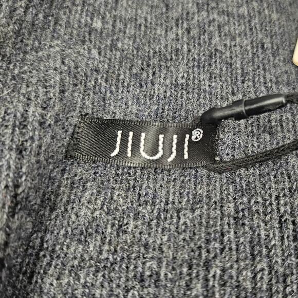 JIUJI 100% WOOL RIBBED KNIT SCARF – DARK GRAY – LUXURY TEXTURE – UNISEX - Picture 4 of 7